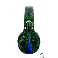 Peacock Print Over-Ear Bluetooth Wireless Headphones